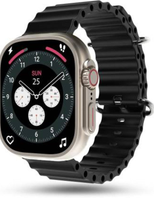 Quick Gadgets smartwatch combo showcasing the best smartwatch and Airpods deal with black perforated strap