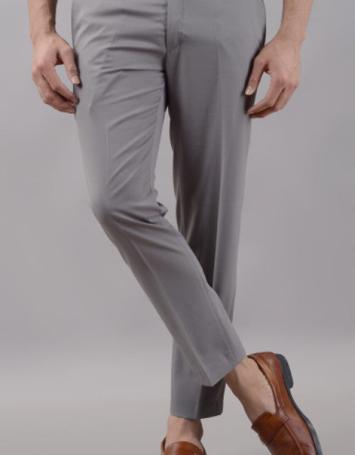 Dropdash sleek light purple men's formal trousers paired with brown leather sneakers