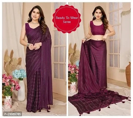 Beautiful maroon affordable georgette saree for ladies with sleeveless blouse ready to wear