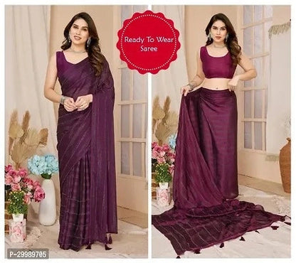 Beautiful maroon affordable georgette saree for ladies with sleeveless blouse ready to wear