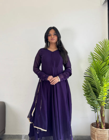 Dropdash girls clothing affordable party wear kurti India in elegant dark purple with long sleeves