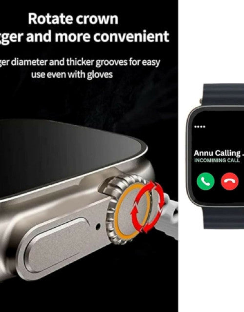 Quick Gadgets smartwatch showing rotating crown feature and incoming call screen best smart watches for men and women