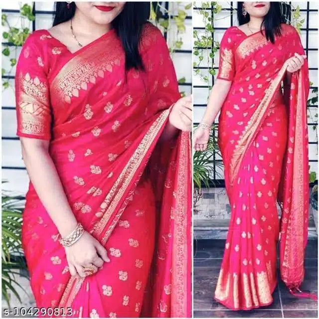 Buy festive saree online India vibrant red womens saree with golden floral motifs and border