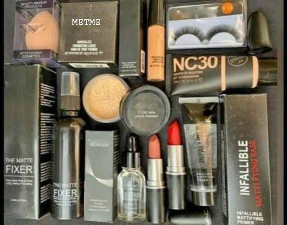 Face makeup combo by 1381 featuring foundation, lipsticks, powder, mascara, and brushes complete makeup set for beginners