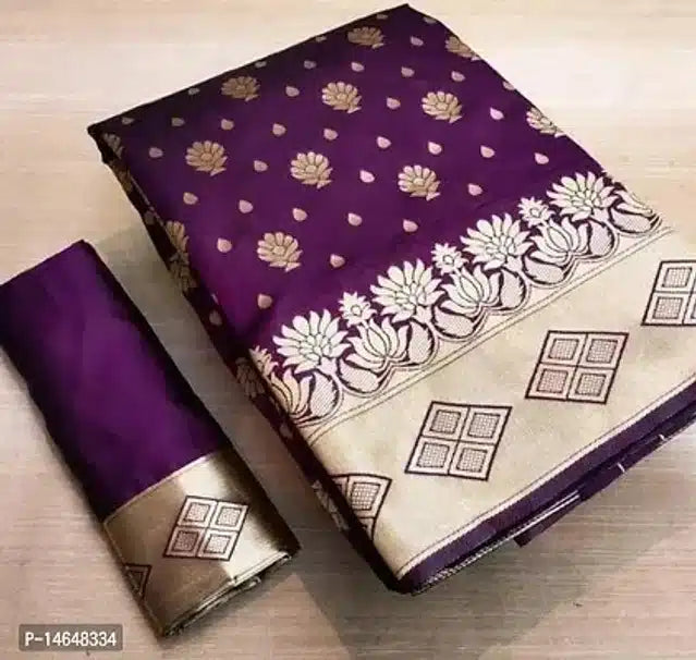 Purple and beige jacquard printed saree online with floral and geometric patterns for women