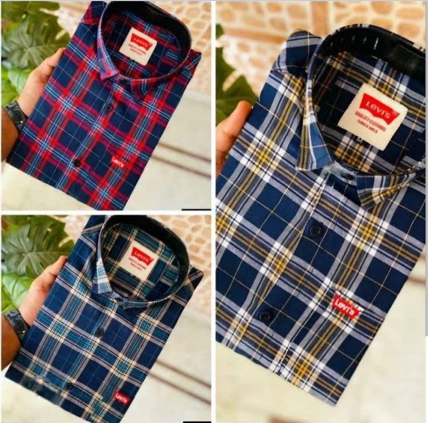Stylish casual shirts for men featuring red and blue plaid patterns from vendor 8969