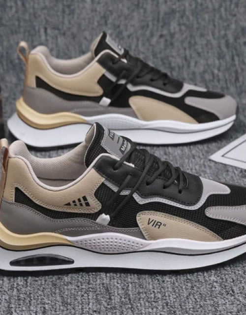 Dropdash men lightweight casual shoes in black beige with cushioned sole for everyday comfort