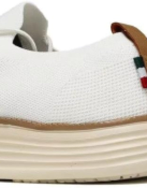 Dropdash men's white casual sneakers with textured upper and cushioned beige sole for comfortable everyday wear