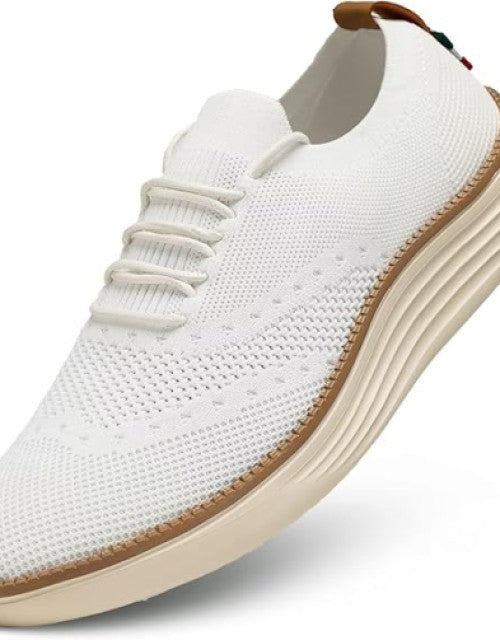 Dropdash men's white casual sneakers with breathable knit fabric and cushioned sole