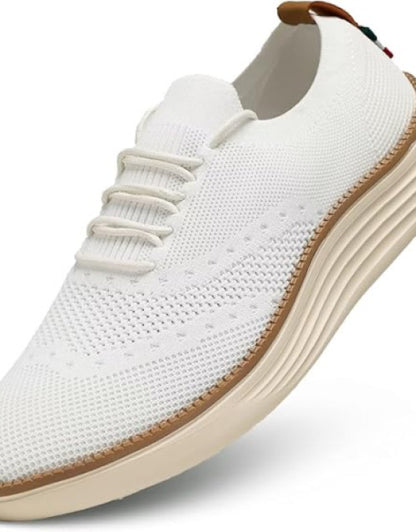 Dropdash men's white casual sneakers with breathable knit upper and cushioned sole for comfort