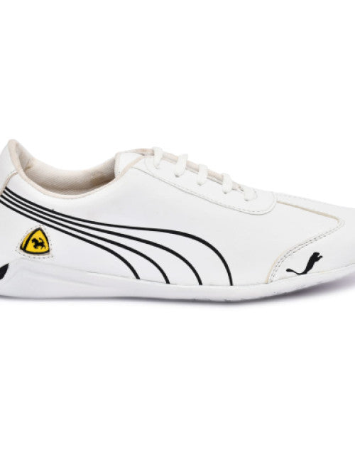 Dropdash white Puma sport shoes with black stripes and logo Puma sport shoes price in India