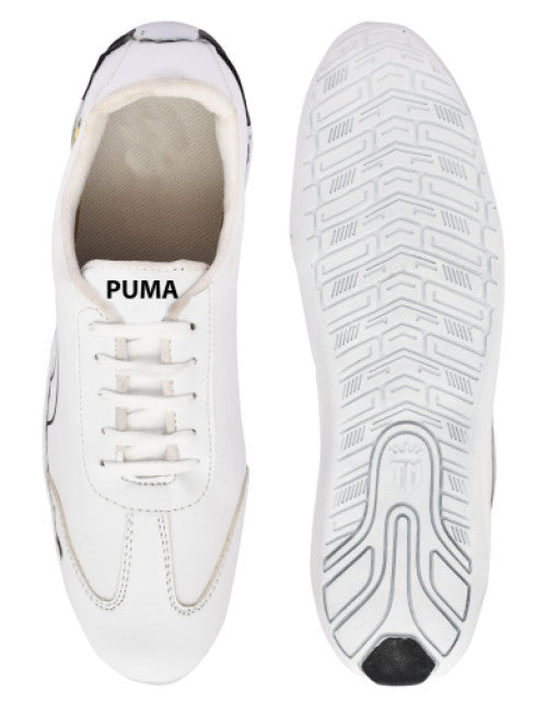 White Puma sport shoes price in India with lace-up design and textured sole for grip