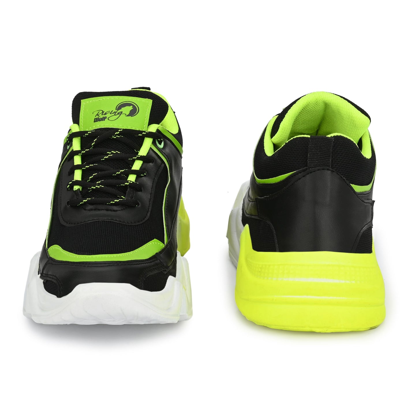 Men's sports shoes in black and neon green made of premium quality sports footwear for active use