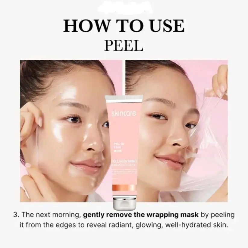 Step by step use of Korean collagen peel off mask for glowing skin with radiant and hydrated results