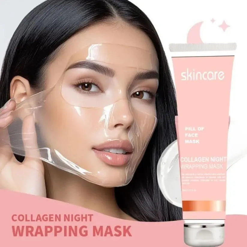 Korean collagen night wrapping peel off face mask for glowing skin and anti-aging skincare routine