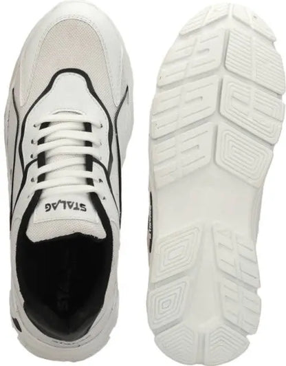 QuickGadgets men's white sports shoes with durable sole and breathable mesh upper