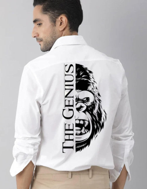 Quick Gadgets men's shirt with The Genius gorilla graphic print on back trendy men's shirts India